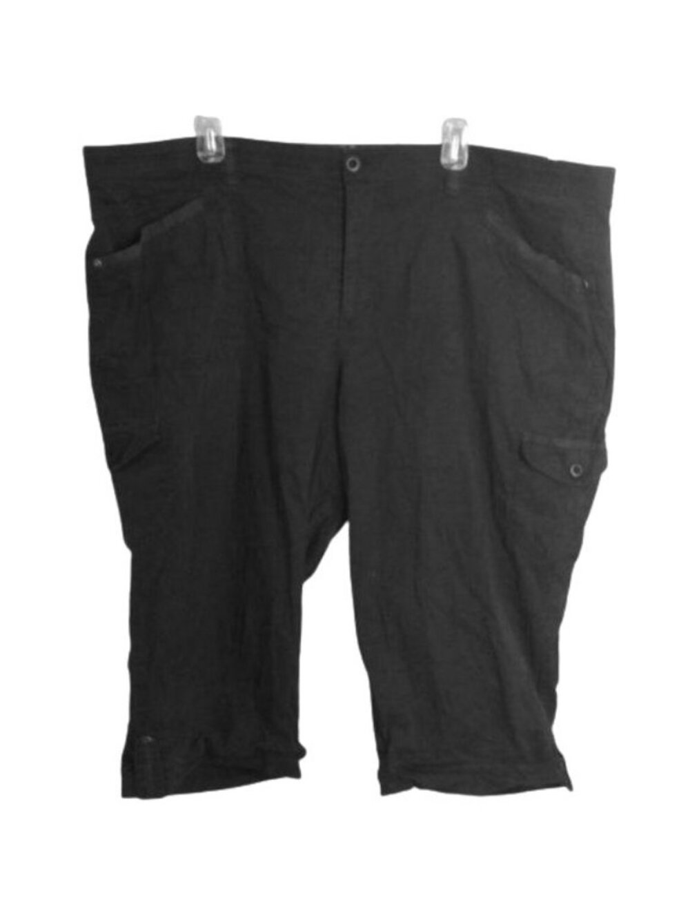 Gloria Vanderbilt Womens Plus Size 24W Black Cargo Capri Pants Cotton Blend